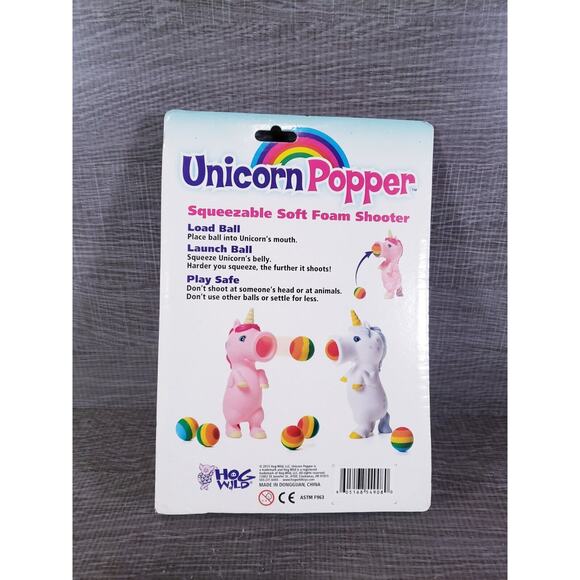 Hog Wild White Unicorn Popper Toy Shoot Foam Balls Up to 20 Feet 6 Rainbow - Picture 2 of 6